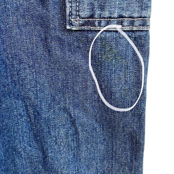 KEY Vtg Bib Style Denim Overalls Carpenter Relaxed Fit Cropped Dark Blue Sz 4 - Picture 14 of 16